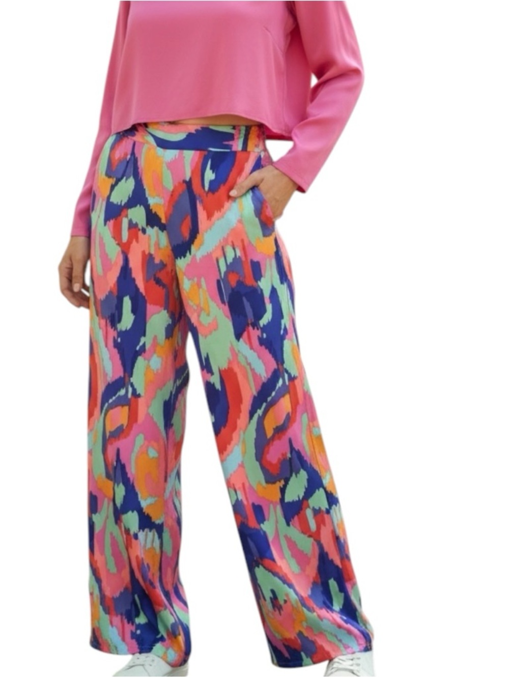 ADRIENNE Wide Leg Printed Palazzo Pants Size M